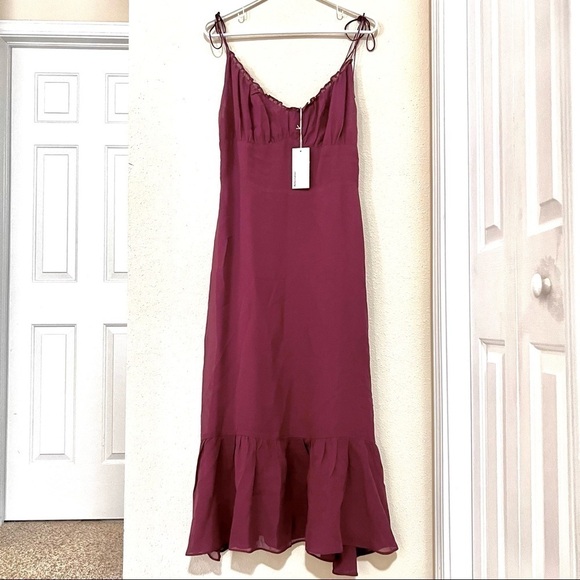 NWT REFORMATION Embry midi dress in Plum womens size 12 - Picture 3 of 10